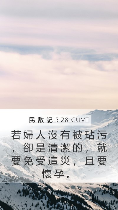 民 數 記 5:28 CUVT Mobile Phone Wallpaper - 若 婦 人 沒 有 被 玷 污 ， 卻 是 清 - Mobile Bible Verse Wallpaper