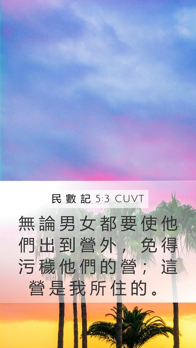 民 數 記 5:3 CUVT Mobile Phone Wallpaper - 無 論 男 女 都 要 使 他 們 出 到 營 - Mobile Bible Verse Wallpaper