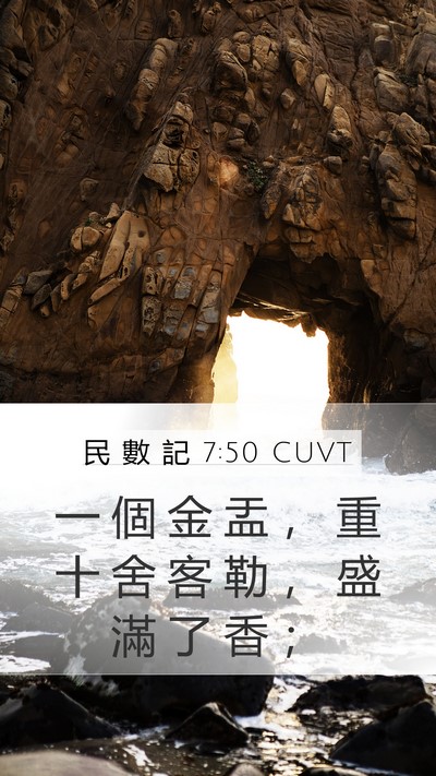 民 數 記 7:50 CUVT Mobile Phone Wallpaper - 一 個 金 盂 ， 重 十 舍 客 勒 ， 盛 - Mobile Bible Verse Wallpaper