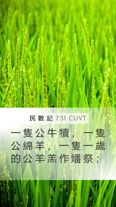 民 數 記 7:51 CUVT Mobile Phone Wallpaper - 一 隻 公 牛 犢 ， 一 隻 公 綿 羊 ， - Mobile Bible Verse Wallpaper