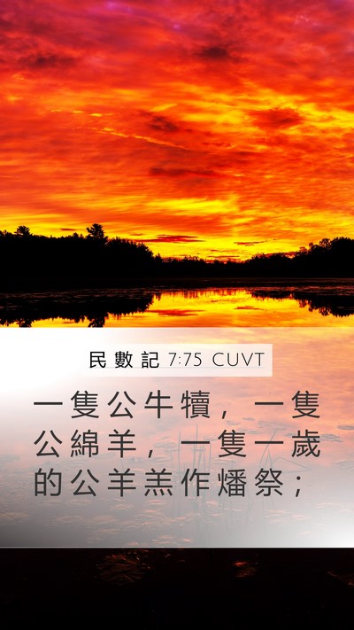 民 數 記 7:75 CUVT Mobile Phone Wallpaper - 一 隻 公 牛 犢 ， 一 隻 公 綿 羊 ， - Mobile Bible Verse Wallpaper