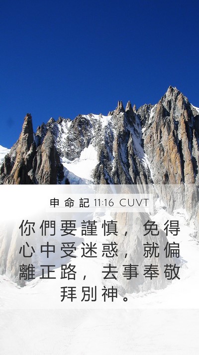 申 命 記 11:16 CUVT Mobile Phone Wallpaper - 你 們 要 謹 慎 ， 免 得 心 中 受 迷 - Mobile Bible Verse Wallpaper