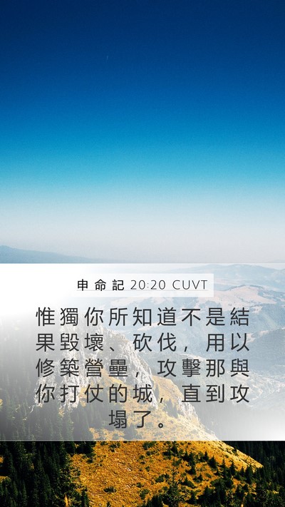 申 命 記 20:20 CUVT Mobile Phone Wallpaper - 惟 獨 你 所 知 道 不 是 結 果 毀 壞 - Mobile Bible Verse Wallpaper