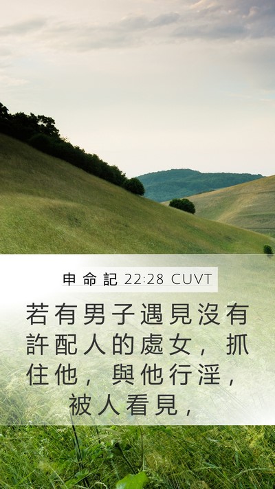 申 命 記 22:28 CUVT Mobile Phone Wallpaper - 若 有 男 子 遇 見 沒 有 許 配 人 的 - Mobile Bible Verse Wallpaper