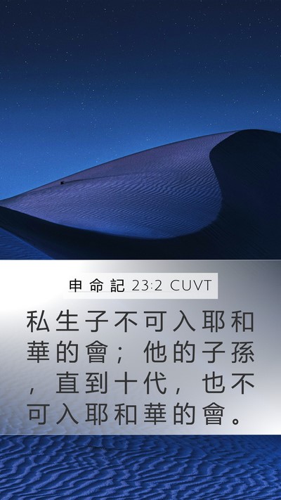 申 命 記 23:2 CUVT Mobile Phone Wallpaper - 私 生 子 不 可 入 耶 和 華 的 會 ； - Mobile Bible Verse Wallpaper