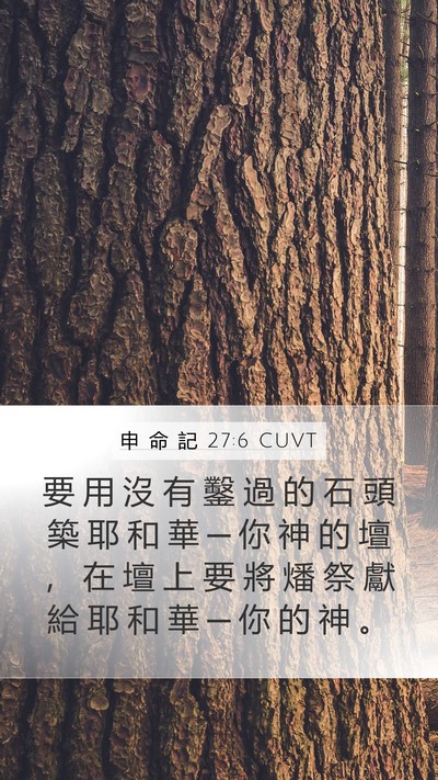 申 命 記 27:6 CUVT Mobile Phone Wallpaper - 要 用 沒 有 鑿 過 的 石 頭 築 耶 和 - Mobile Bible Verse Wallpaper