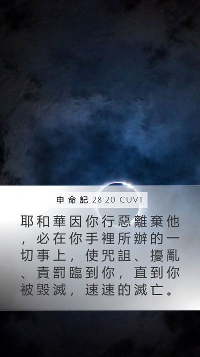 申 命 記 28:20 CUVT Bible Verse Image