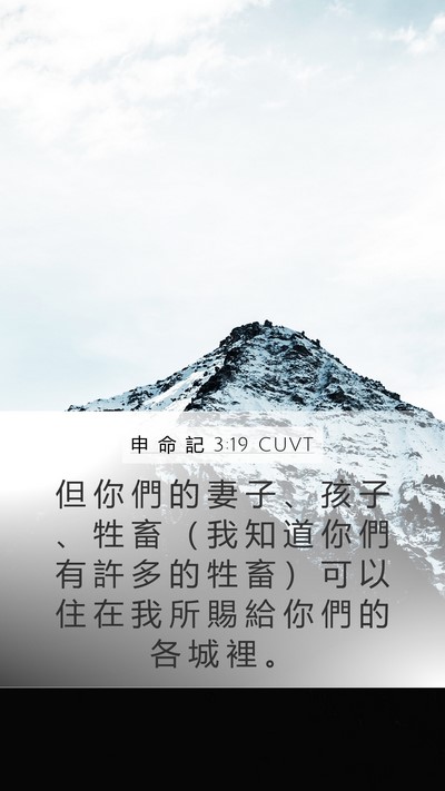 申 命 記 3:19 CUVT Mobile Phone Wallpaper - 但 你 們 的 妻 子 、 孩 子 、 牲 畜 - Mobile Bible Verse Wallpaper