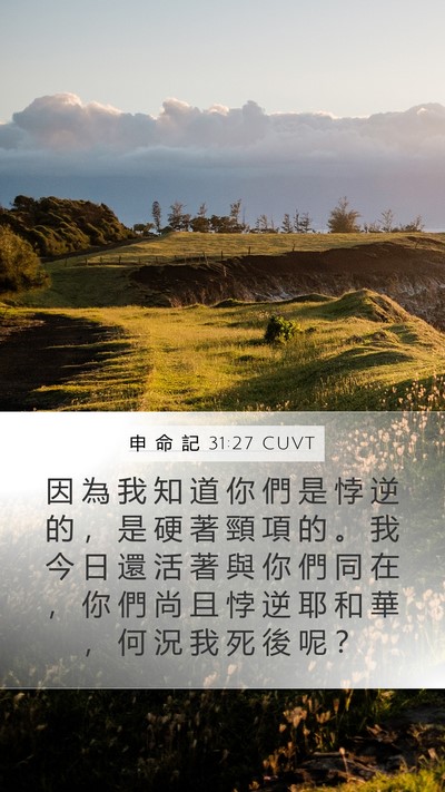 申 命 記 31:27 CUVT Bible Verse Image