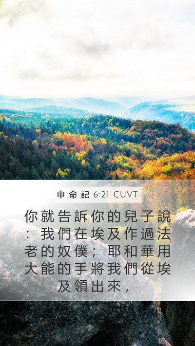 申 命 記 6:21 CUVT Mobile Phone Wallpaper - 你 就 告 訴 你 的 兒 子 說 ： 我 們 - Mobile Bible Verse Wallpaper