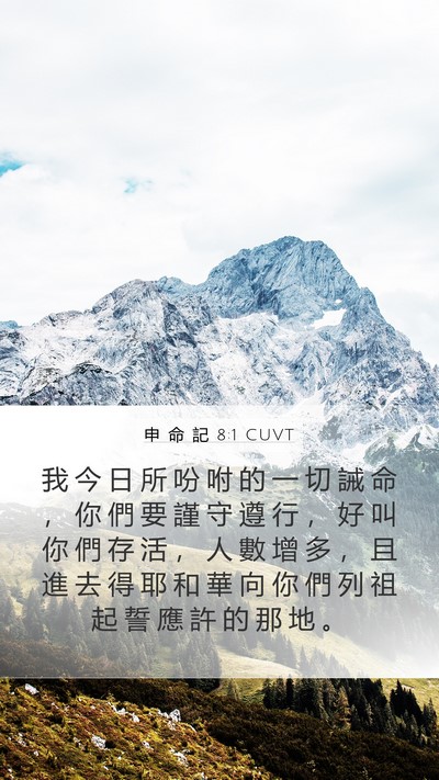 申 命 記 8:1 CUVT Bible Verse Image