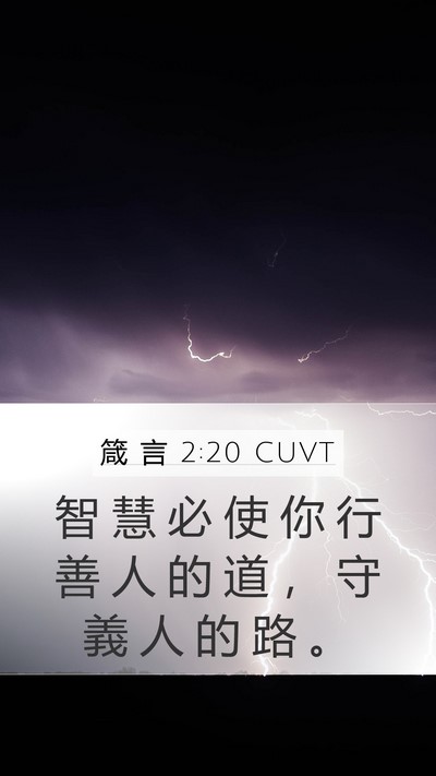 箴 言 2:20 CUVT Mobile Phone Wallpaper - 智 慧 必 使 你 行 善 人 的 道 ， 守 - Mobile Bible Verse Wallpaper