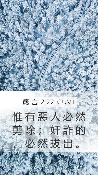 箴 言 2:22 CUVT Mobile Phone Wallpaper - 惟 有 惡 人 必 然 剪 除 ； 奸 詐 的 - Mobile Bible Verse Wallpaper