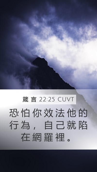 箴 言 22:25 CUVT Mobile Phone Wallpaper - 恐 怕 你 效 法 他 的 行 為 ， 自 己 - Mobile Bible Verse Wallpaper
