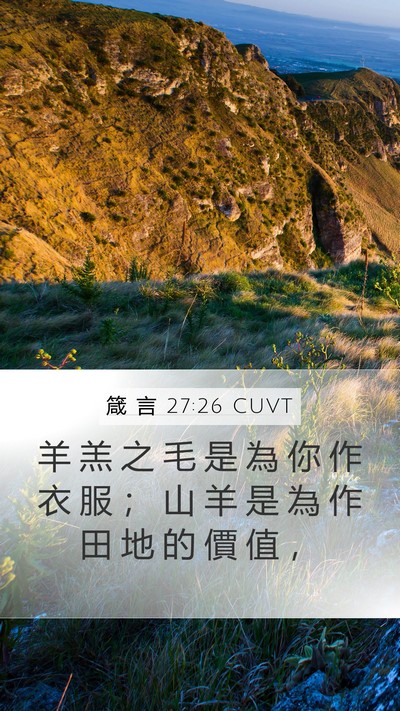 箴 言 27:26 CUVT Mobile Phone Wallpaper - 羊 羔 之 毛 是 為 你 作 衣 服 ； 山 - Mobile Bible Verse Wallpaper