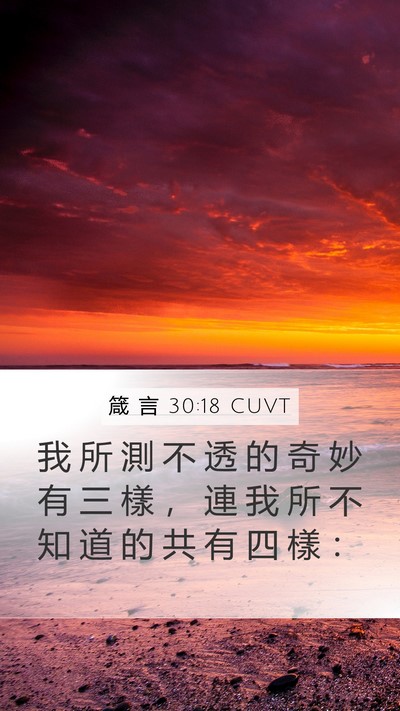 箴 言 30:18 CUVT Mobile Phone Wallpaper - 我 所 測 不 透 的 奇 妙 有 三 樣 ， - Mobile Bible Verse Wallpaper