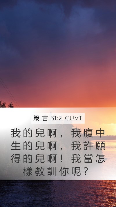 箴 言 31:2 CUVT Mobile Phone Wallpaper - 我 的 兒 啊 ， 我 腹 中 生 的 兒 啊 - Mobile Bible Verse Wallpaper