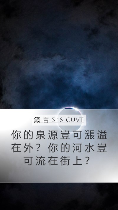 箴 言 5:16 CUVT Mobile Phone Wallpaper - 你 的 泉 源 豈 可 漲 溢 在 外 ？ 你 - Mobile Bible Verse Wallpaper