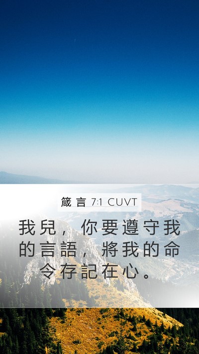 箴 言 7:1 CUVT Mobile Phone Wallpaper - 我 兒 ， 你 要 遵 守 我 的 言 語 ， - Mobile Bible Verse Wallpaper