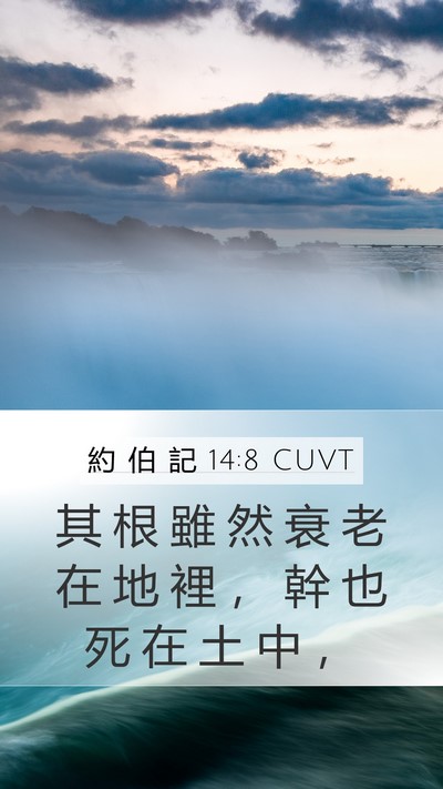 約 伯 記 14:8 CUVT Mobile Phone Wallpaper - 其 根 雖 然 衰 老 在 地 裡 ， 幹 也 - Mobile Bible Verse Wallpaper