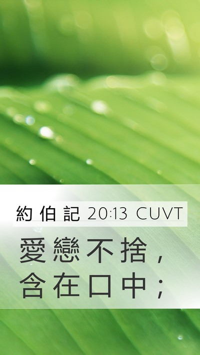 約 伯 記 20:13 CUVT Mobile Phone Wallpaper - 愛 戀 不 捨 ， 含 在 口 中 - Mobile Bible Verse Wallpaper