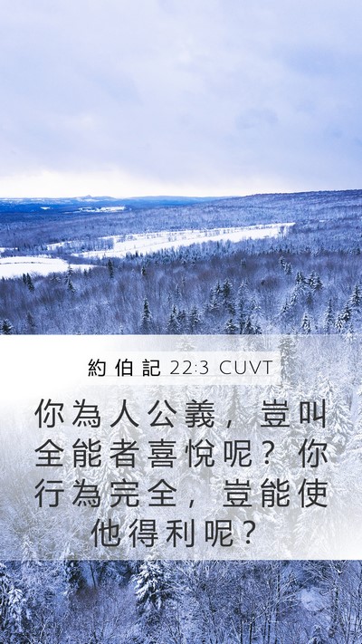 約 伯 記 22:3 CUVT Mobile Phone Wallpaper - 你 為 人 公 義 ， 豈 叫 全 能 者 喜 - Mobile Bible Verse Wallpaper