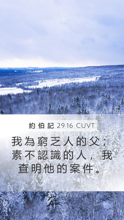 約 伯 記 29:16 CUVT Bible Verse Image
