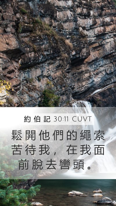 約 伯 記 30:11 CUVT Mobile Phone Wallpaper - 鬆 開 他 們 的 繩 索 苦 待 我 ， 在 - Mobile Bible Verse Wallpaper