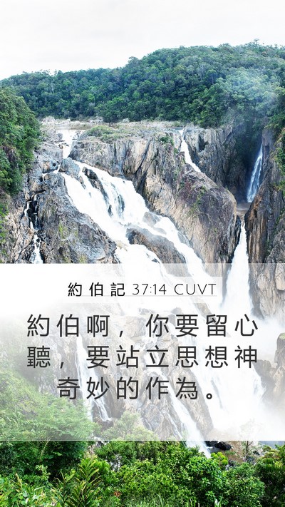 約 伯 記 37:14 CUVT Bible Verse Image