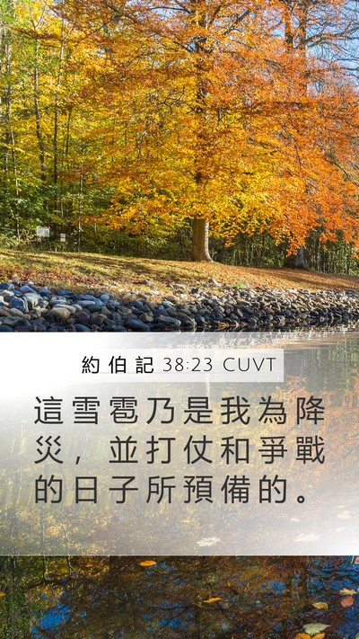 約 伯 記 38:23 CUVT Mobile Phone Wallpaper - 這 雪 雹 乃 是 我 為 降 災 ， 並 打 - Mobile Bible Verse Wallpaper