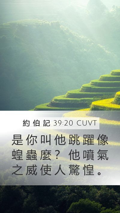 約 伯 記 39:20 CUVT Mobile Phone Wallpaper - 是 你 叫 他 跳 躍 像 蝗 蟲 麼 ？ 他 - Mobile Bible Verse Wallpaper
