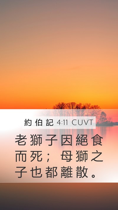 約 伯 記 4:11 CUVT Mobile Phone Wallpaper - 老 獅 子 因 絕 食 而 死 ； 母 獅 之 - Mobile Bible Verse Wallpaper