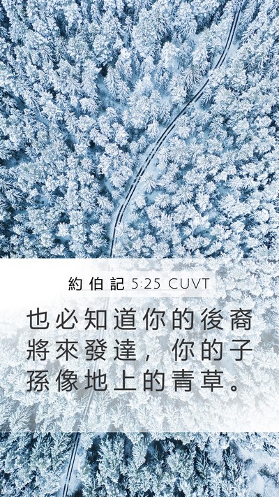 約 伯 記 5:25 CUVT Mobile Phone Wallpaper - 也 必 知 道 你 的 後 裔 將 來 發 達 - Mobile Bible Verse Wallpaper