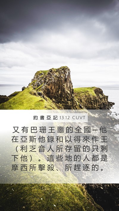 約 書 亞 記 13:12 CUVT Mobile Phone Wallpaper - 又 有 巴 珊 王 噩 的 全 國 ─ 他 在 - Mobile Bible Verse Wallpaper