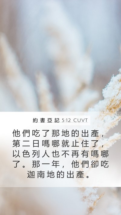 約 書 亞 記 5:12 CUVT Mobile Phone Wallpaper - 他 們 吃 了 那 地 的 出 產 ， 第 二 - Mobile Bible Verse Wallpaper