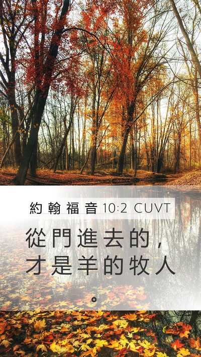 約 翰 福 音 10:2 CUVT Mobile Phone Wallpaper - 從 門 進 去 的 ， 才 是 羊 的 牧 人 - Mobile Bible Verse Wallpaper