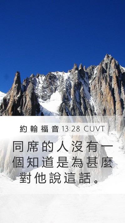 約 翰 福 音 13:28 CUVT Mobile Phone Wallpaper - 同 席 的 人 沒 有 一 個 知 道 是 為 - Mobile Bible Verse Wallpaper