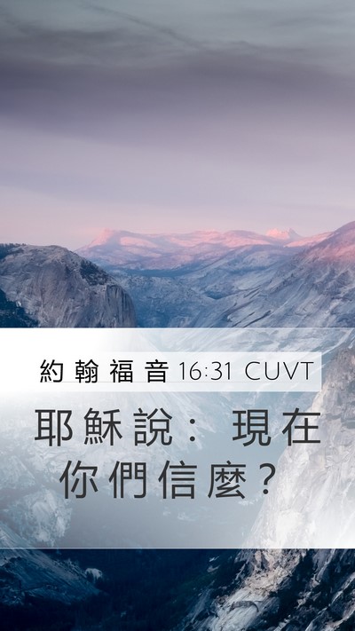 約 翰 福 音 16:31 CUVT Mobile Phone Wallpaper - 耶 穌 說 ： 現 在 你 們 信 麼 - Mobile Bible Verse Wallpaper