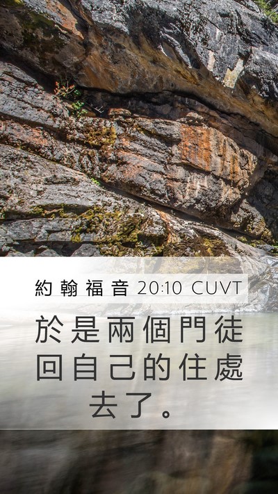 約 翰 福 音 20:10 CUVT Mobile Phone Wallpaper - 於 是 兩 個 門 徒 回 自 己 的 住 處 - Mobile Bible Verse Wallpaper