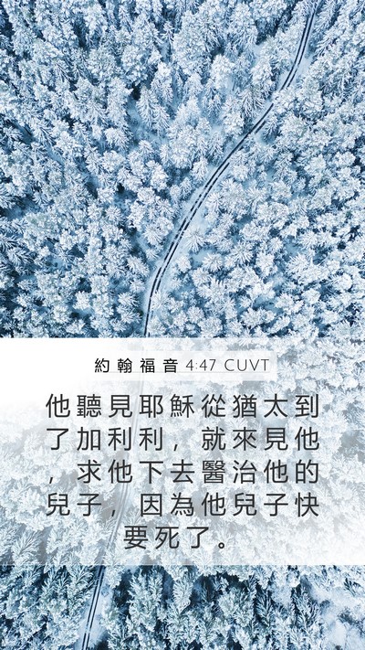 約 翰 福 音 4:47 CUVT Mobile Phone Wallpaper - 他 聽 見 耶 穌 從 猶 太 到 了 加 利 - Mobile Bible Verse Wallpaper