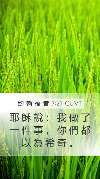 約 翰 福 音 7:21 CUVT Mobile Phone Wallpaper - 耶 穌 說 ： 我 做 了 一 件 事 ， 你 - Mobile Bible Verse Wallpaper