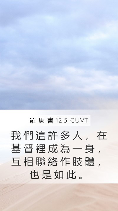 羅 馬 書 12:5 CUVT Mobile Phone Wallpaper - 我 們 這 許 多 人 ， 在 基 督 裡 成 - Mobile Bible Verse Wallpaper