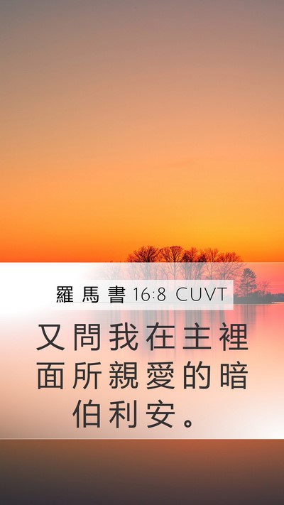 羅 馬 書 16:8 CUVT Mobile Phone Wallpaper - 又 問 我 在 主 裡 面 所 親 愛 的 暗 - Mobile Bible Verse Wallpaper