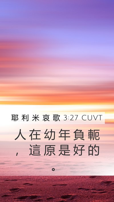 耶 利 米 哀 歌 3:27 CUVT Bible Verse Image