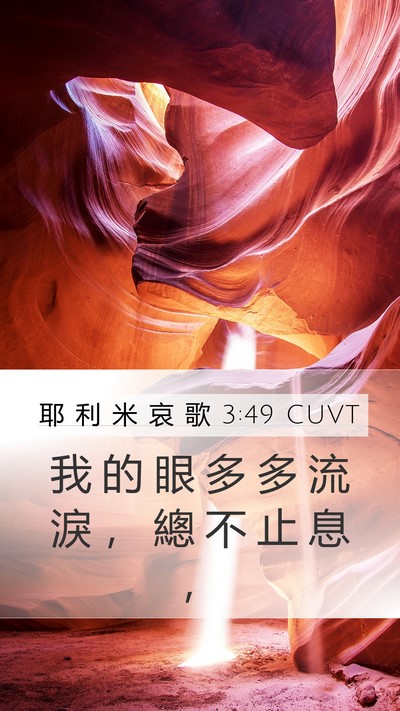 耶 利 米 哀 歌 3:49 CUVT Mobile Phone Wallpaper - 我 的 眼 多 多 流 淚 ， 總 不 止 息 - Mobile Bible Verse Wallpaper