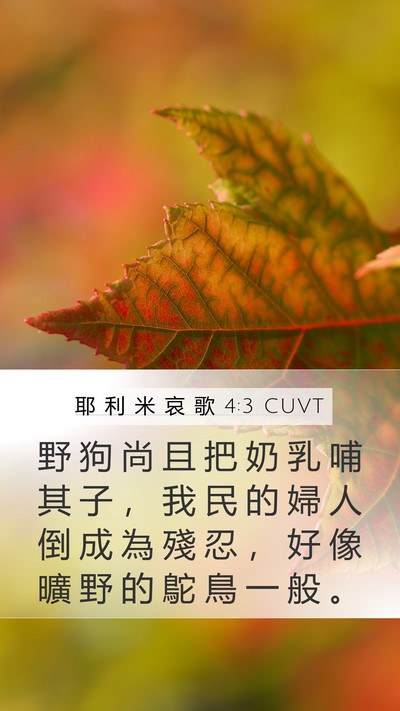 耶 利 米 哀 歌 4:3 CUVT Bible Verse Image