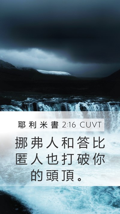 耶 利 米 書 2:16 CUVT Mobile Phone Wallpaper - 挪 弗 人 和 答 比 匿 人 也 打 破 你 - Mobile Bible Verse Wallpaper