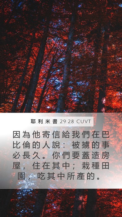 耶 利 米 書 29:28 CUVT Bible Verse Image