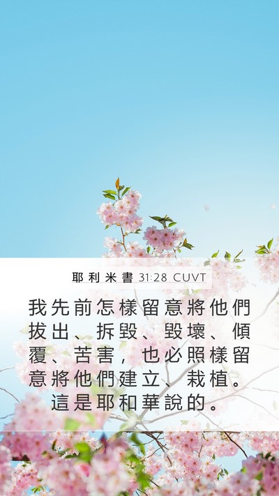 耶 利 米 書 31:28 CUVT Bible Verse Image