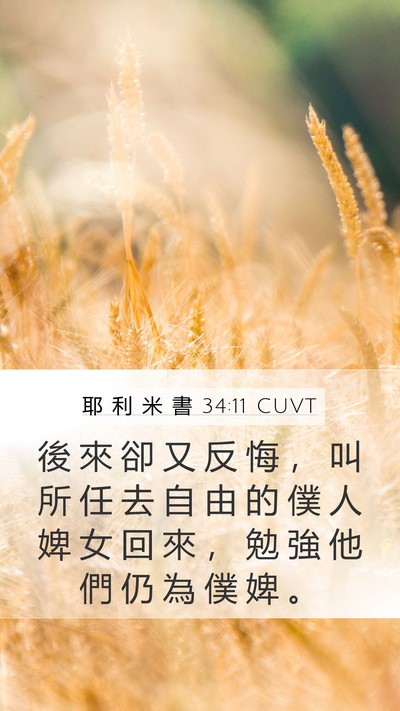 耶 利 米 書 34:11 CUVT Mobile Phone Wallpaper - 後 來 卻 又 反 悔 ， 叫 所 任 去 自 - Mobile Bible Verse Wallpaper